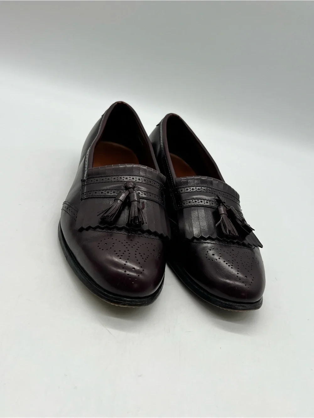 Allen Edmonds Bridgeton Men’s 14D Burgundy Leather Keltie Tassel Loafers Shoes